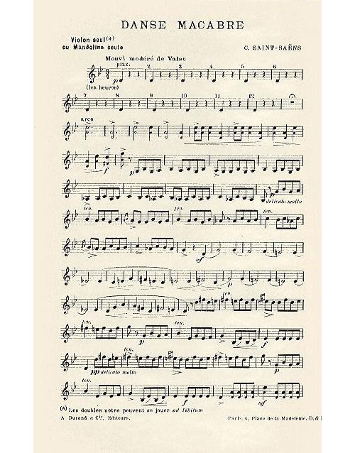 DURAND SAINT SAENS C. - DANSE MACABRE - VIOLON SOLO