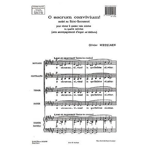 DURAND Messiaen O. - O Sacrum Convivium Motet Au SAINT-sacrement - Choeur