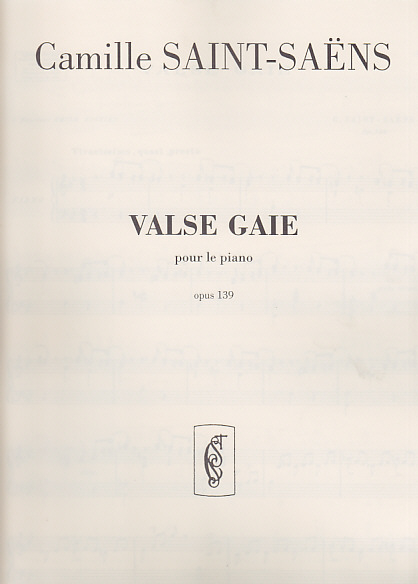 DURAND SAINT-saens C. - Valse Gaie Op.139 - Piano