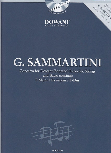 DOWANI SAMMARTINI G. - CONCERTO - FLUTE A BEC SOPRANO, CORDES, BC
