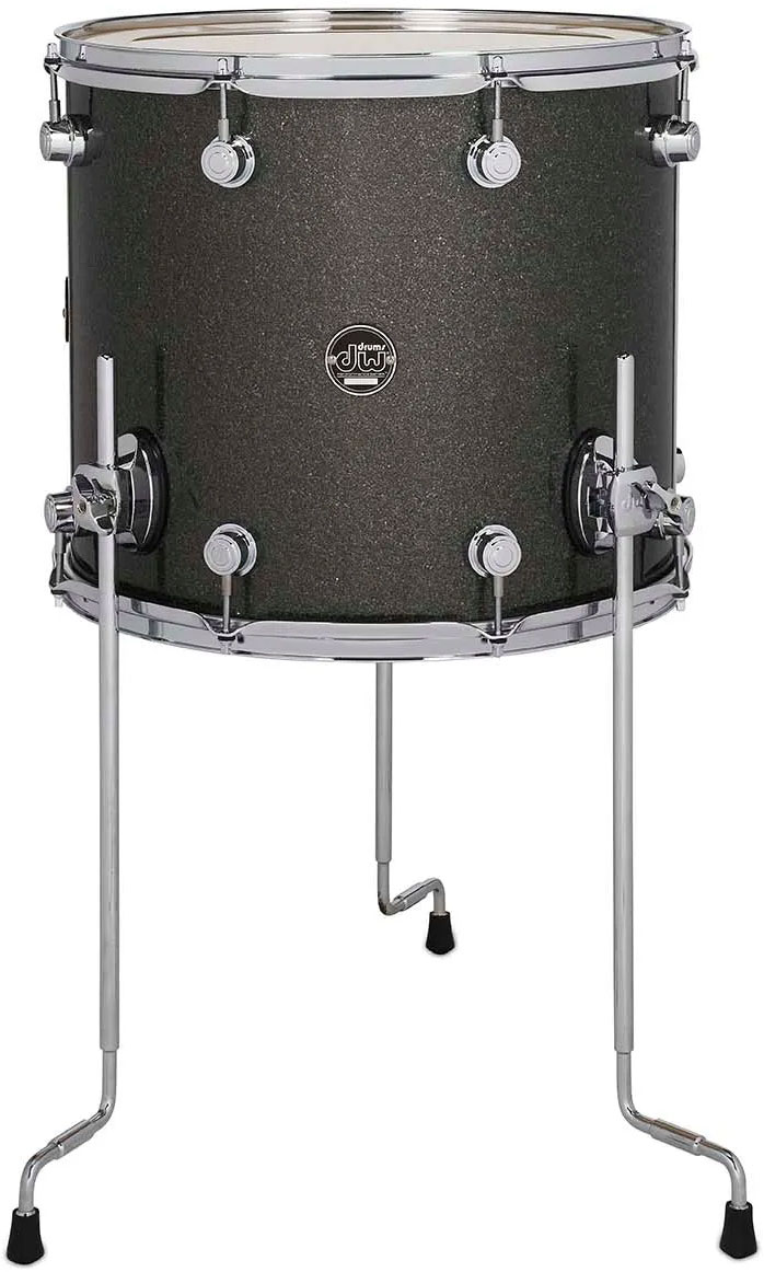 DW DRUM WORKSHOP Tom Basse 16X14 Performance Finish Ply / Satin Oil Pewter Sparkle