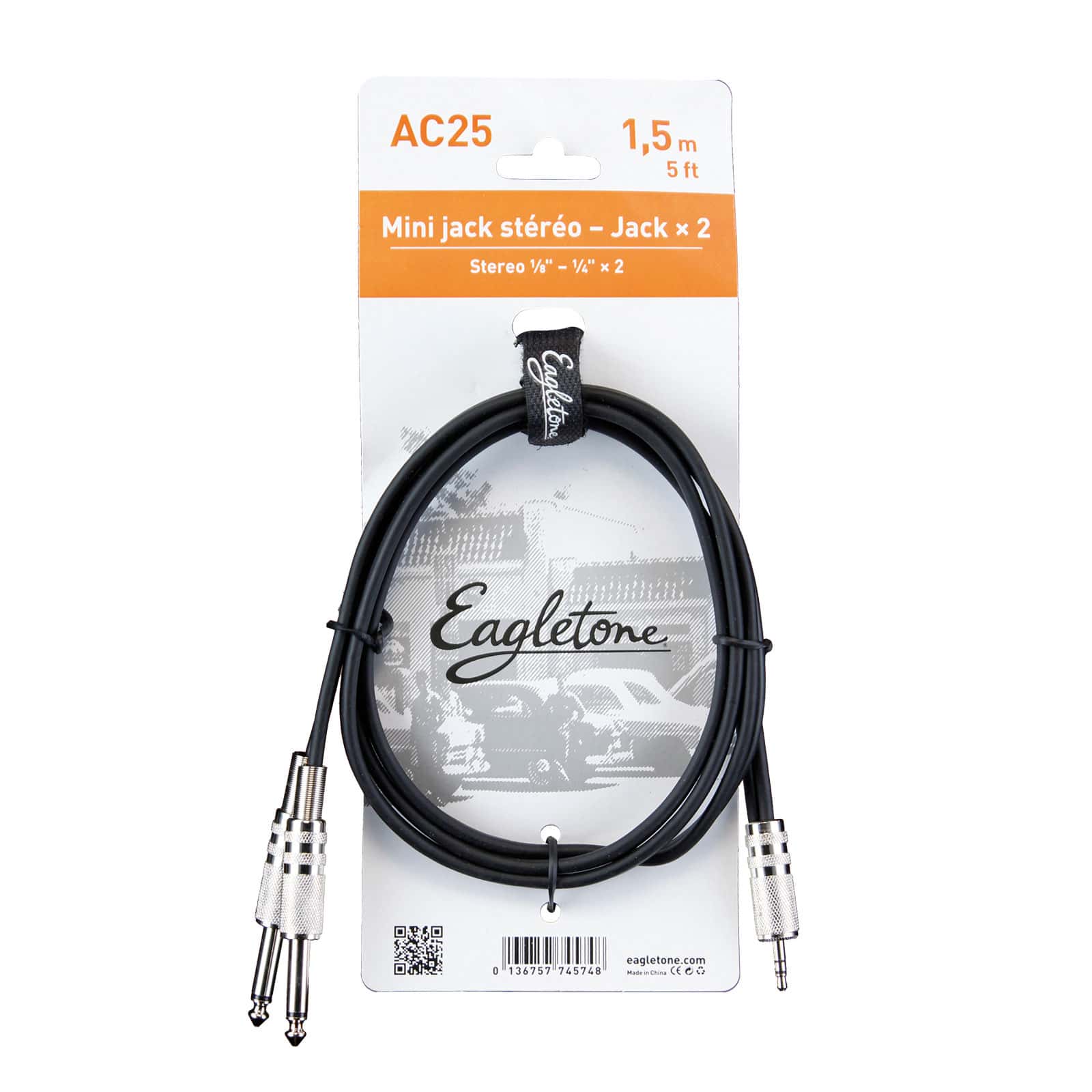 EAGLETONE AC25 - MINI JACK STEREO / 2 JACK MALE - 1,5M