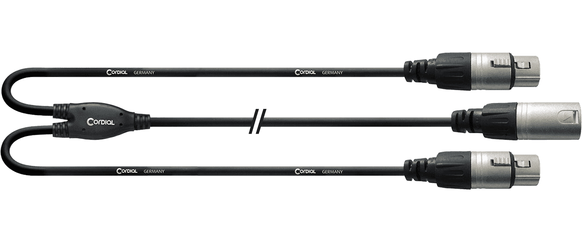 CORDIAL Y-CABLE XRL MALE / 2 XLR FEMALE 30 CM