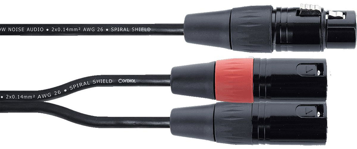 CORDIAL CABLE Y STRAP XLR FEMALE / 2 XLR MALE 30 CM