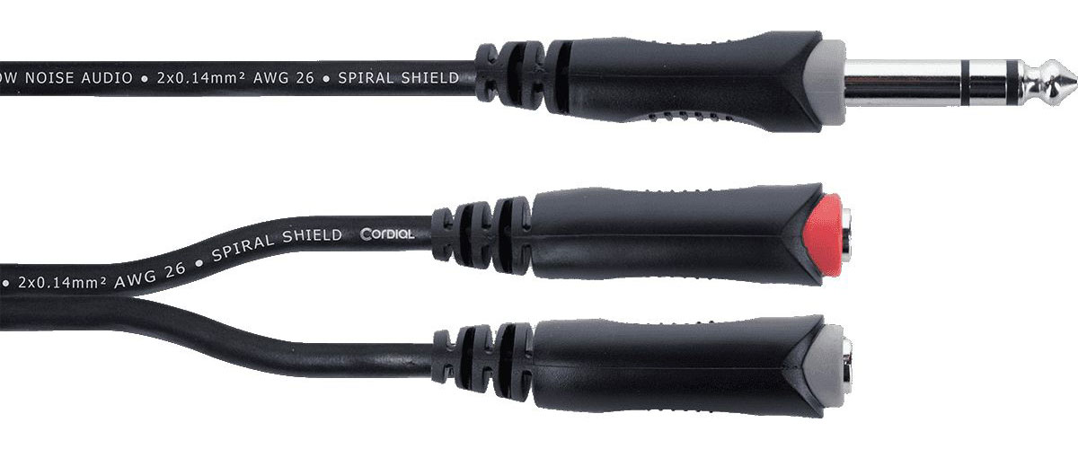 CORDIAL CABLE Y STRAP STEREO JACK MALE / 2 JACKS MONO FEMALE 30 CM
