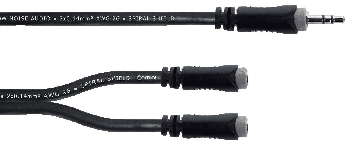CORDIAL Cable Y Bretelle Mini-jack Stéréo/2 Mini-jacks Stéréo Femelles 30 CM