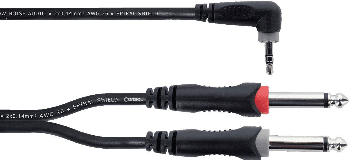 CORDIAL Y-CABLE STEREO MINI-JACK SLING ANGLED / 2 MONO JACKS 3 M