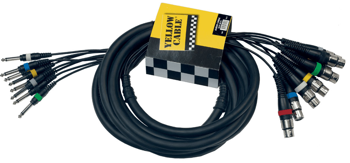 YELLOW CABLE OCTOPERAL AUDIO CABLES 8 JACKS MONO MALE/8 XLR FEMALE 5M