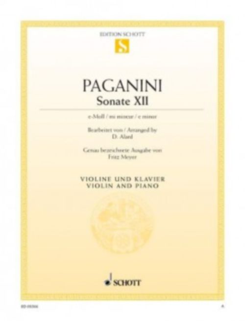 SCHOTT PAGANINI - SONATA XII E MINOR - VIOLON & PIANO
