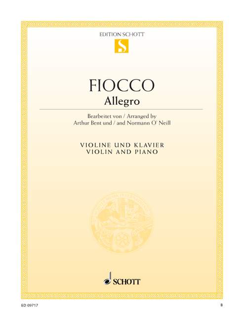 SCHOTT FIOCCO JOSEPH-HECTOR - ALLEGRO - VIOLIN AND PIANO