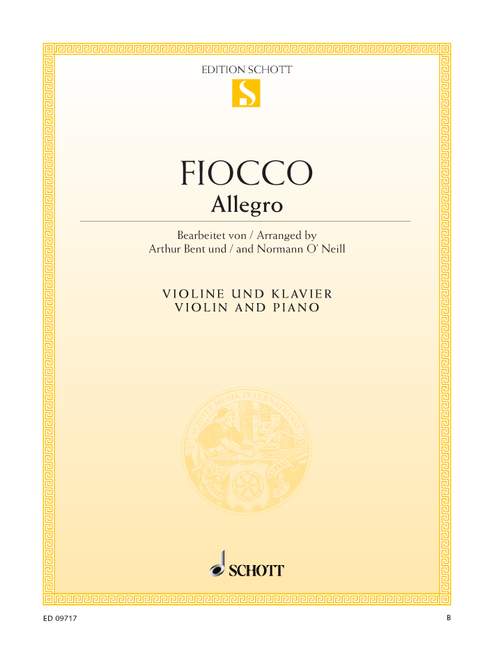 SCHOTT FIOCCO JOSEPH-HECTOR - ALLEGRO - VIOLIN AND PIANO