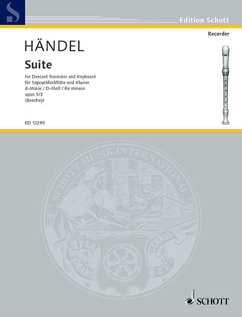 HANDEL GEORG FRIEDRICH - SUITE OP. 5/3 - SOPRANO RECORDER AND PIANO