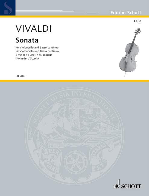 SCHOTT Vivaldi Antonio - Six Sonatas - Cello And Basso Continuo