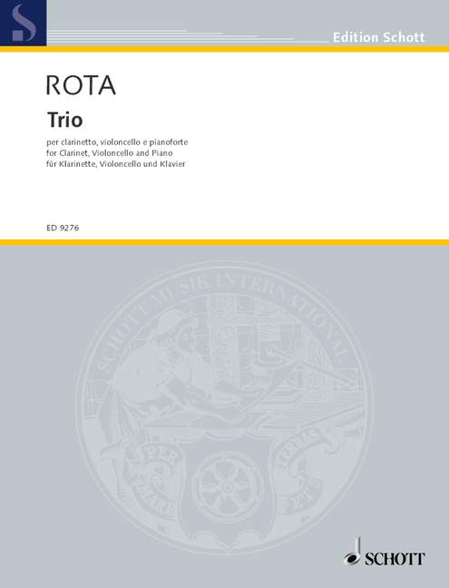 SCHOTT ROTA NINO - TRIO - CLARINET, CELLO AND PIANO
