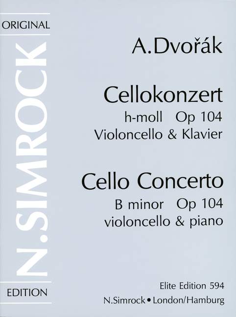 SIMROCK Dvorak Anton - Concerto In B Minor Op.104 - Cello And Piano