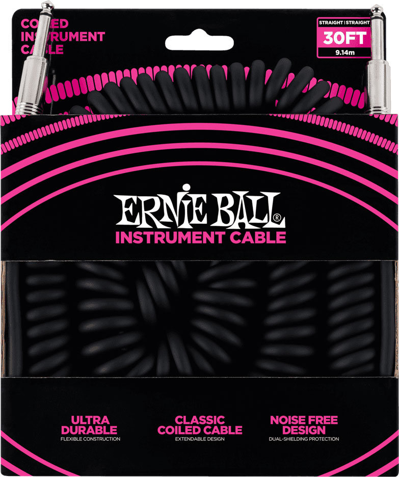 ERNIE BALL Cables Instrument Torsades Jack/jack 9M Noir