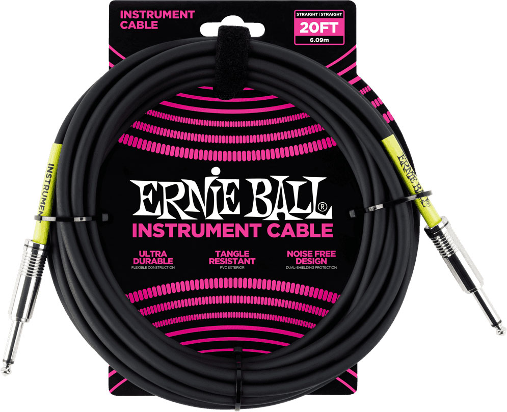 ERNIE BALL CABLES INSTRUMENT CLASSIC JACK/JACK 6M NOIR