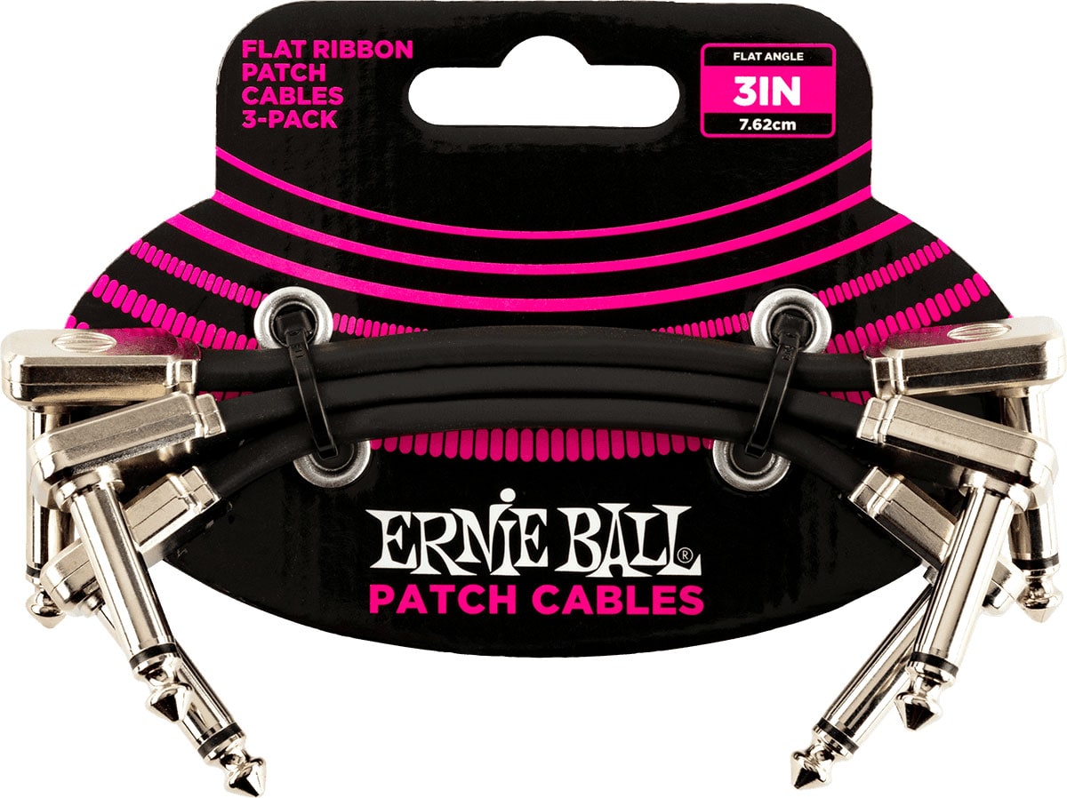 ERNIE BALL CABLES INSTRUMENT PATCH PACK DE 3 - COUD FIN & PLAT - 7,5 CM