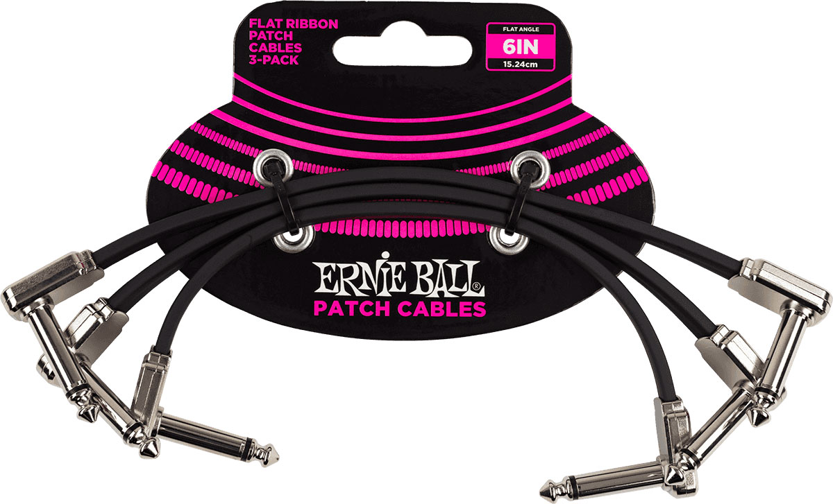ERNIE BALL CABLES INSTRUMENT PATCH PACK DE 3 - COUD FIN & PLAT - 15 CM