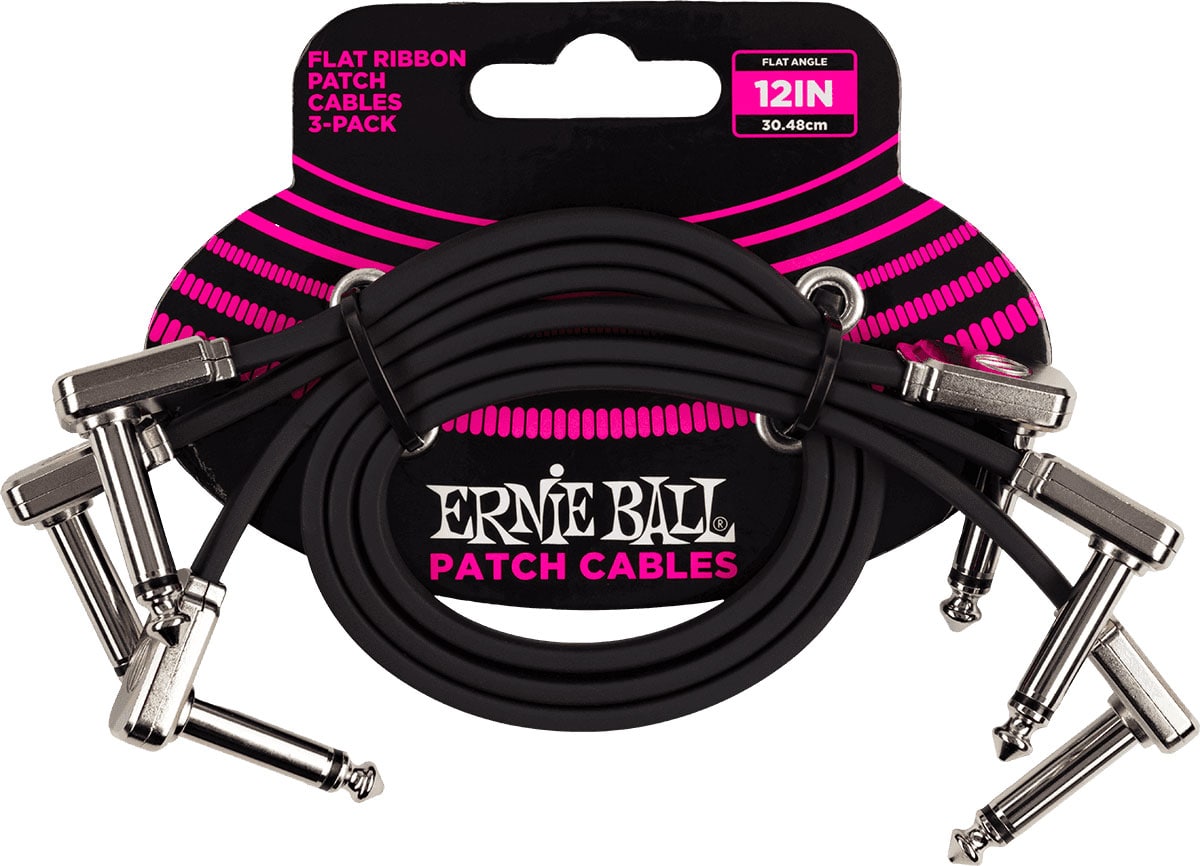 ERNIE BALL CABLES INSTRUMENT PATCH PACK DE 3 - COUD FIN & PLAT - 30 CM