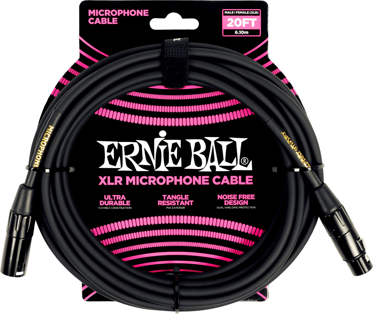 ERNIE BALL Cbles Microphone Classic XLR Mâle/XLR Fem 6M Noir