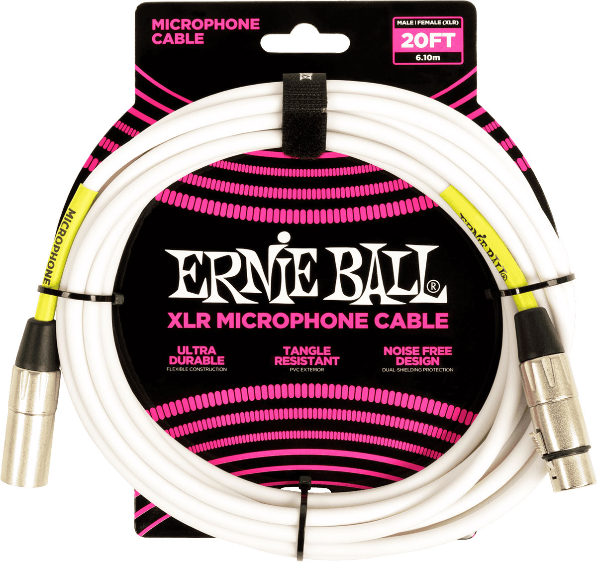 ERNIE BALL CBLES MICROPHONE CLASSIC XLR MLE/XLR FEM 6M BLANC