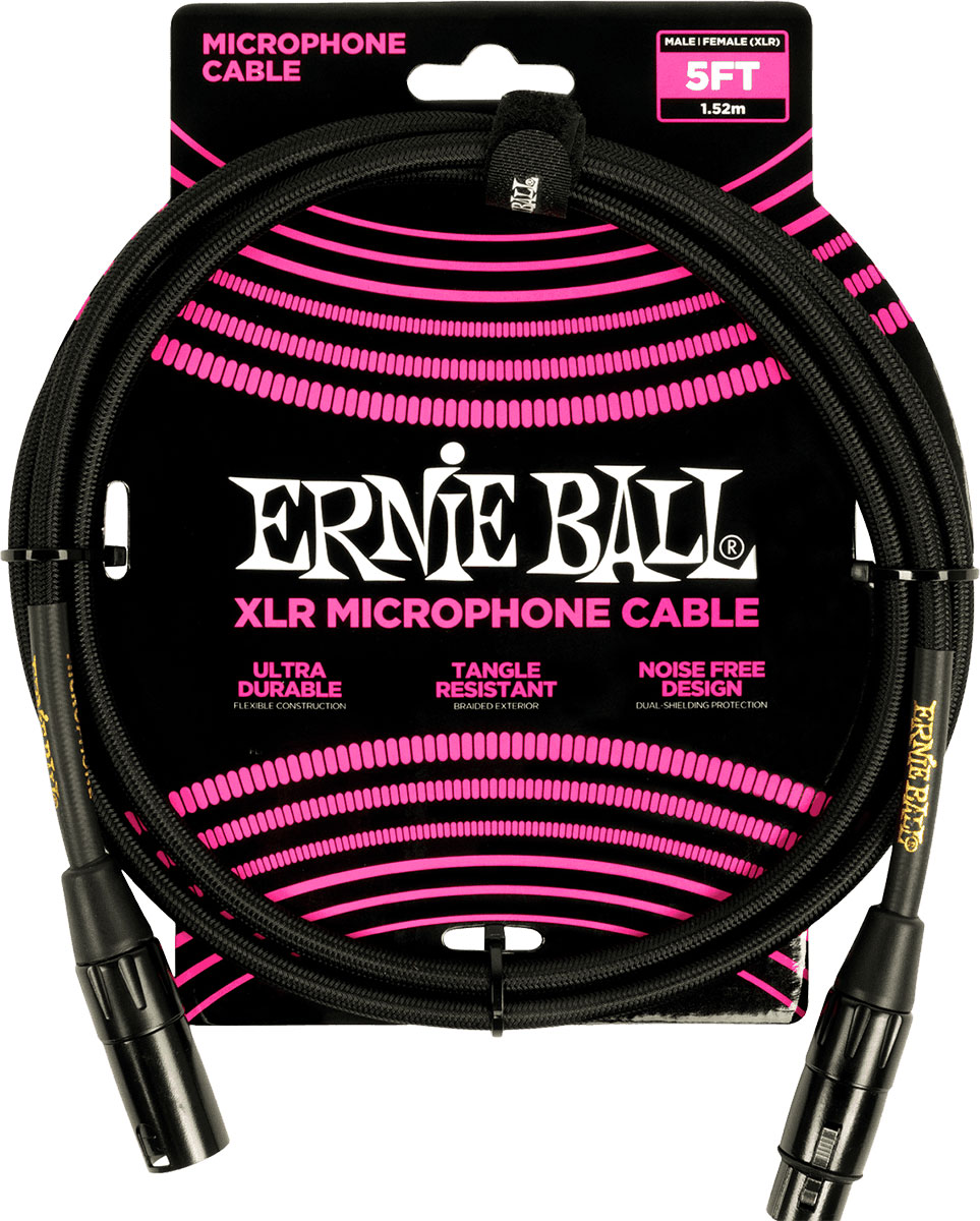 ERNIE BALL MICROPHONE CABLES XLR MALE/XLR FEMALE 1,5M BLACK