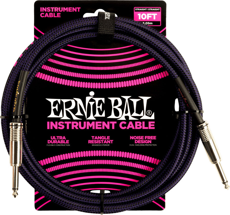 ERNIE BALL 3M JACK MONO MALE TO JACK MONO MALE BLACK AND PURPLE