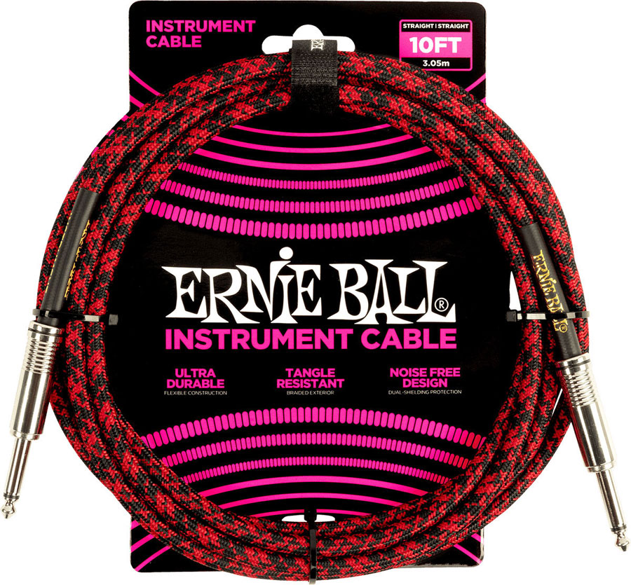 ERNIE BALL 3M Jack Mono Male Vers Jack Mono Male Rouge et Noir