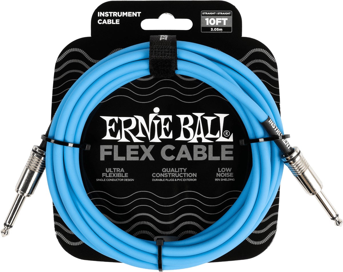 ERNIE BALL CÂBLES INSTRUMENT FLEX JACK/JACK 3M BLEU