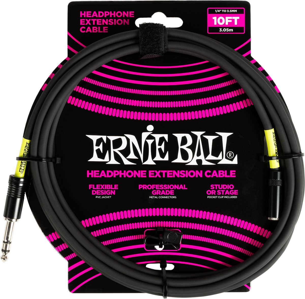 ERNIE BALL EFFECTS STEREO HEADPHONE EXTENSION JACK TO MINI-JACK 3M BLACK - B Stock