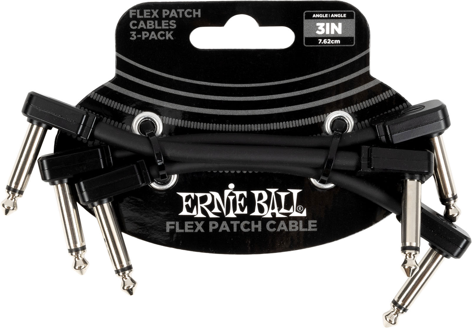 ERNIE BALL PATCH CABLE FLEX 7,5CM - PACK 3 BLACK