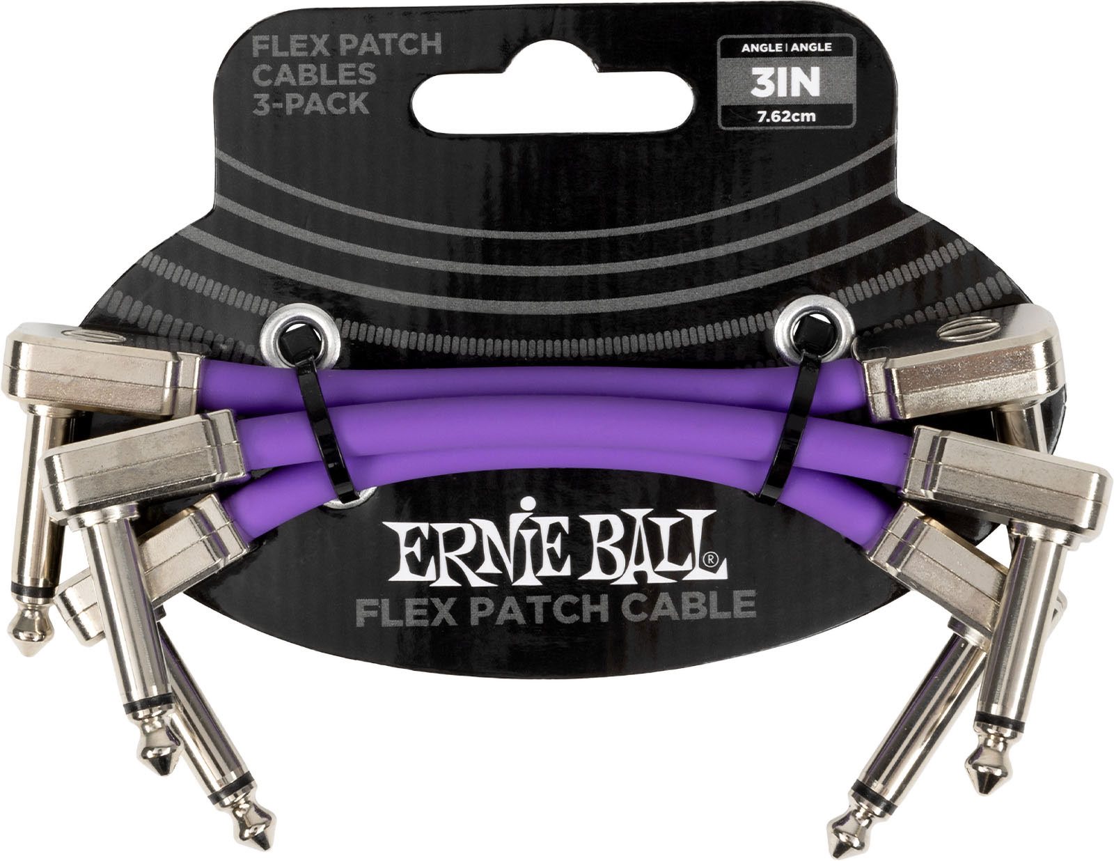 ERNIE BALL PATCH CABLE FLEX 7,5CM - PACK 3 PURPLE