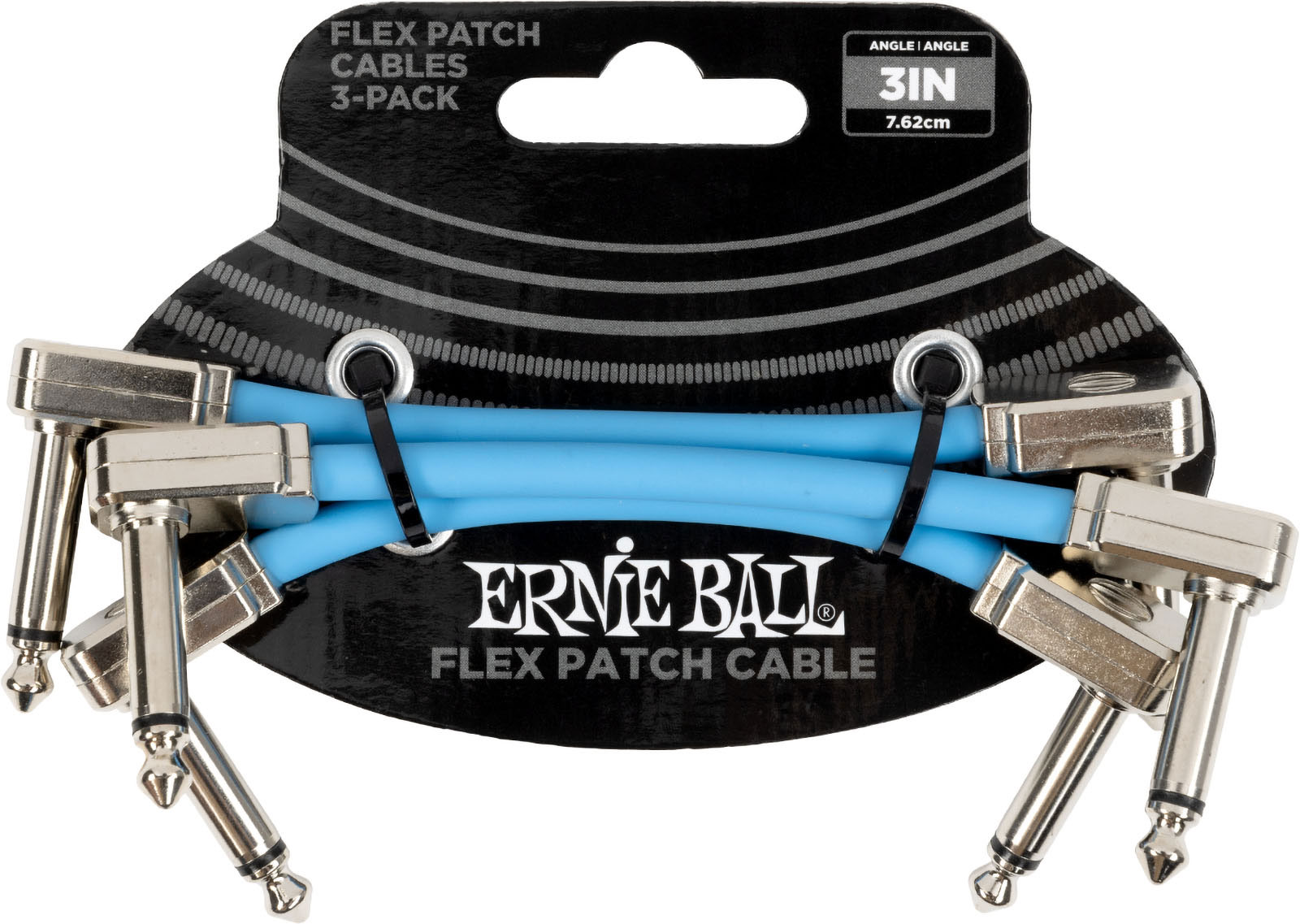 ERNIE BALL PATCH CABLE FLEX 7,5CM - PACK 3 BLUE