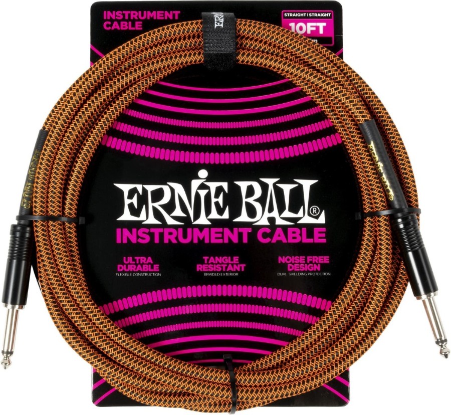 ERNIE BALL Braided 3m Orange and Black