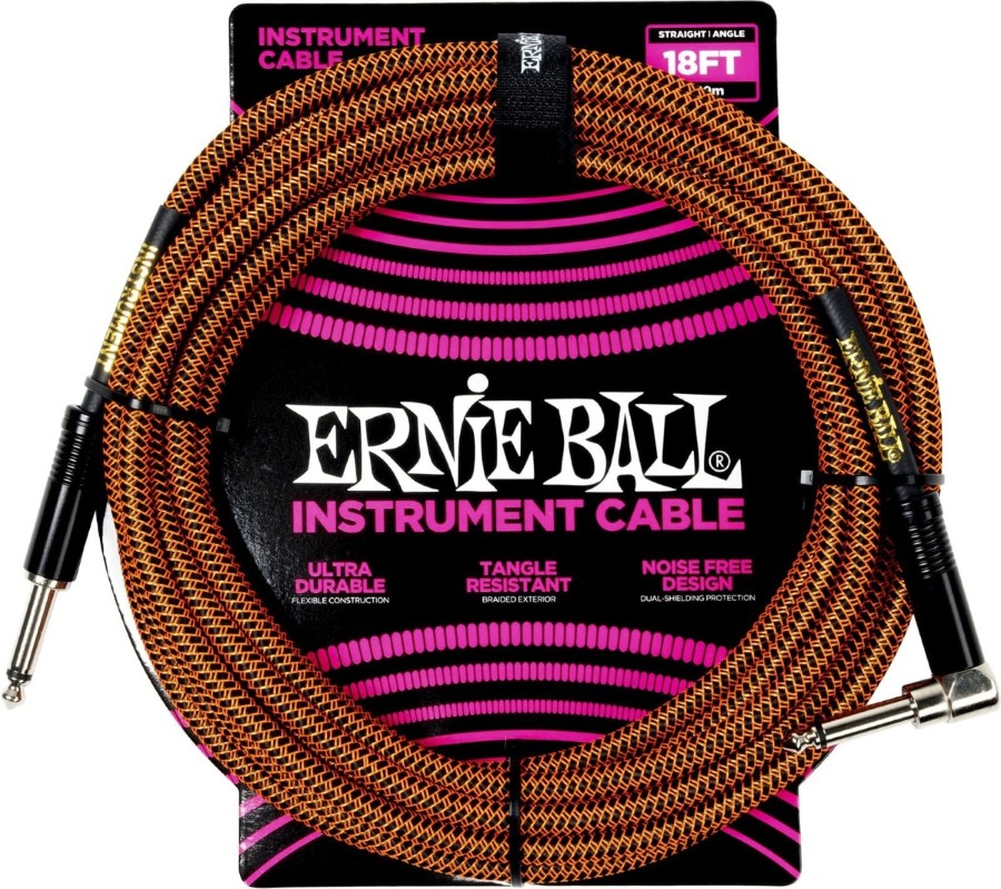 ERNIE BALL Braided Angled 5,5m Orange and Black