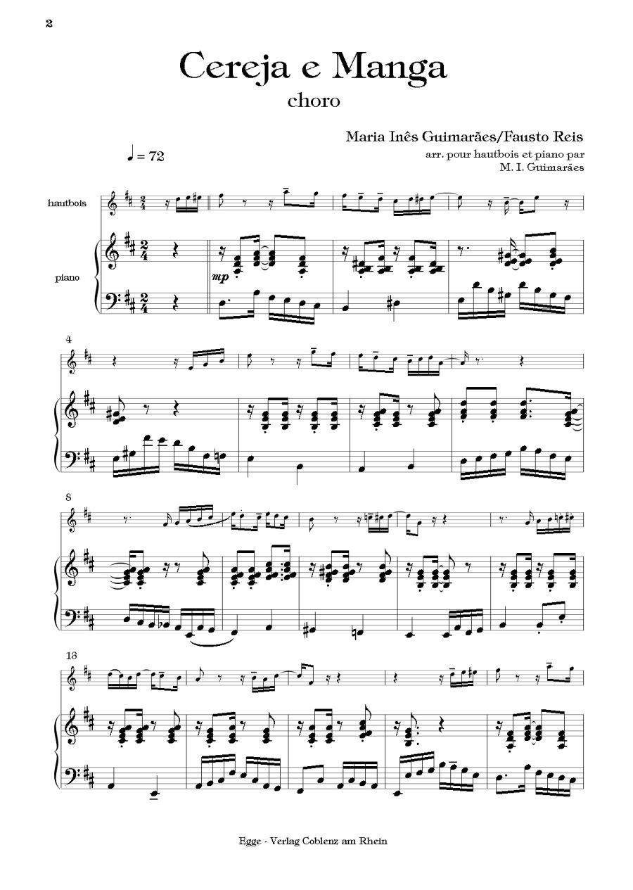 EGGE VERLAG GUIMARAES M. I. - CEREJA E MANGA - HAUTBOIS & PIANO