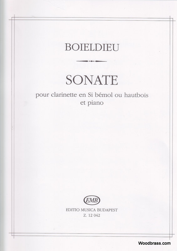 EMB (EDITIO MUSICA BUDAPEST) Boieldieu F.a. - Sonata - Clarinette et Piano