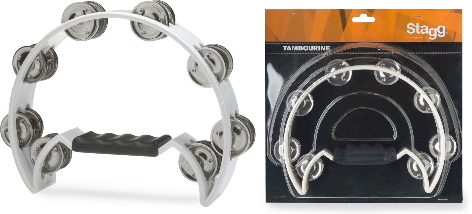 STAGG TAMBOURIN 1/2 LUNE 16 CYMBALETTES BLANC