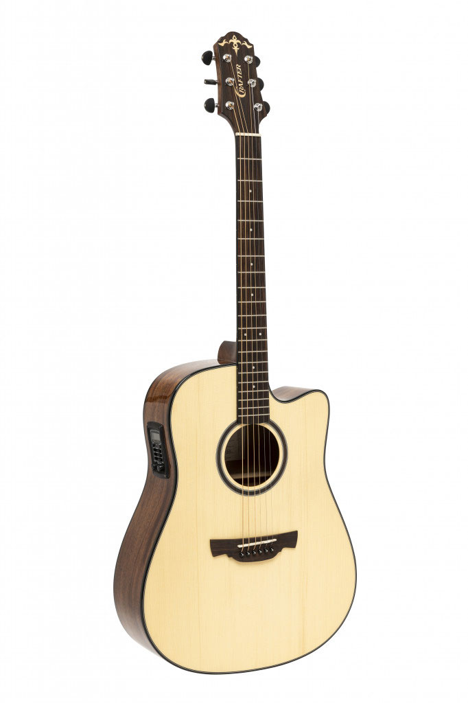 CRAFTER Able Series 600, Cutaway Dreadnought Electric-Acoustic Guitar Natural