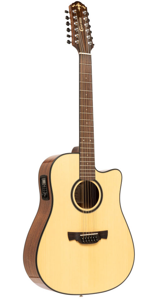 CRAFTER Able Series 600, Cutaway Dreadnought Electric-Acoustic Guitar With Solid Spruce Top, 12 Strings