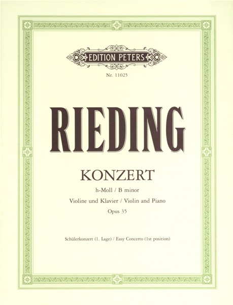 EDITION PETERS Rieding O. - Violin Concerto In B Minor Op.35 - Violin And Piano