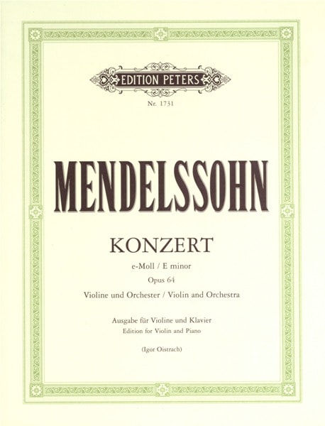 EDITION PETERS MENDELSSOHN FELIX - VIOLIN CONCERTO IN E MINOR OP.64 - VIOLIN AND PIANO