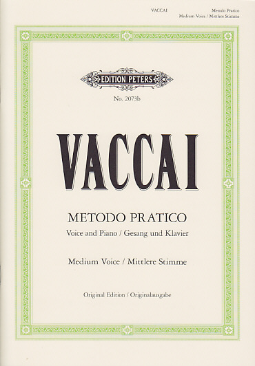 EDITION PETERS VACCAI - METHODE PRATIQUE (VOIX MOYENNE)