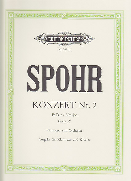 EDITION PETERS SPOHR LOUIS - KONZERT N°2 OP.57 Es-Dur - Clarinette & Piano