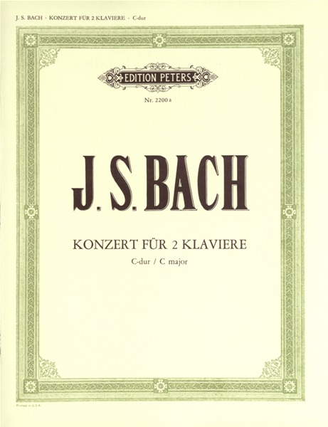 EDITION PETERS BACH JOHANN SEBASTIAN - DOUBLE CONCERTO C BWV 1061 - PIANO