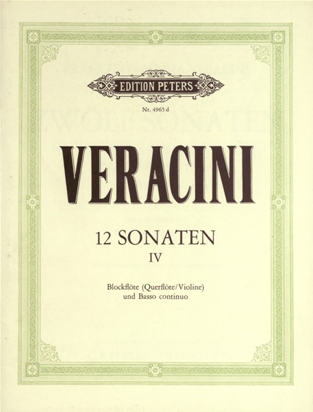 EDITION PETERS Veracini Francesco Maria - 12 Sonatas Op.1 Vol.4 - Recorder
