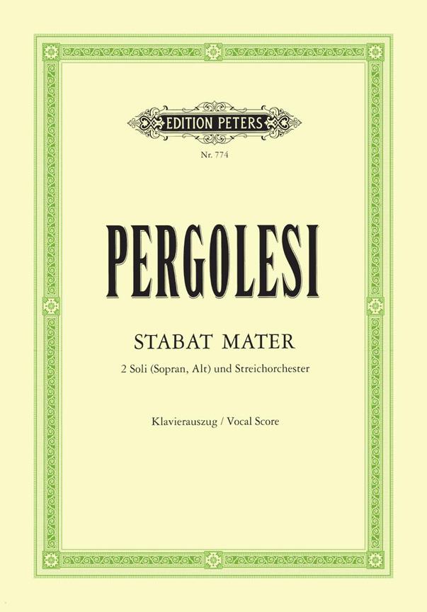 EDITION PETERS Pergolesi Giovanni Battista - Stabat Mater - Vocal Score