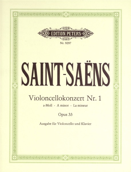 EDITION PETERS SAINT-SAËNS CAMILLE - CONCERTO NO.1 IN A MINOR OP.33 - CELLO AND PIANO