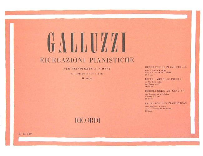 RICORDI Galluzzi G. - Ricreazioni Pianistiche II - Serie 10 Pezzi - Piano 4 Mains